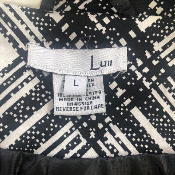 Luii Short Trench Coat Jacket Black White Plaid Size Large - Picture 3 of 12